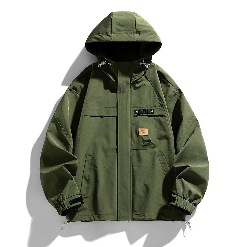Delta Ridge men's waterproof jacket in sleek colorway with adjustable hood, velcro cuffs, and multi-pocket design