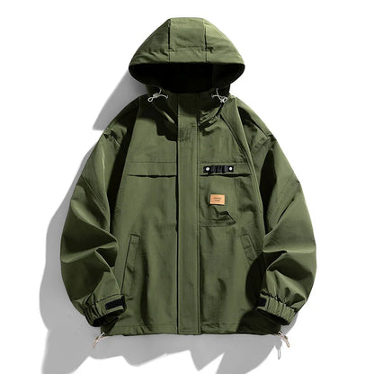 Delta Ridge men's waterproof jacket in sleek colorway with adjustable hood, velcro cuffs, and multi-pocket design