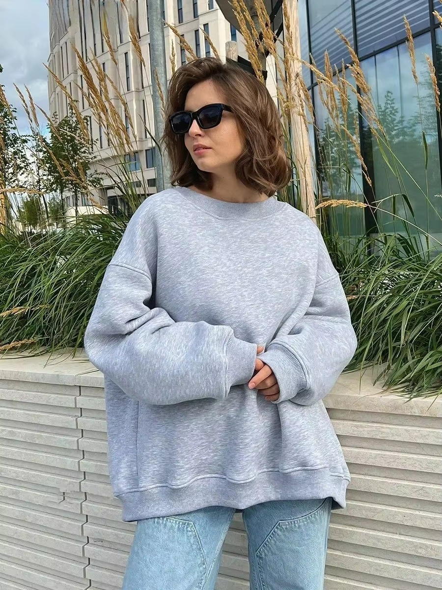Women's oversized fleece pullover hoodie cozy loose fit sweatshirt with plush warm interior