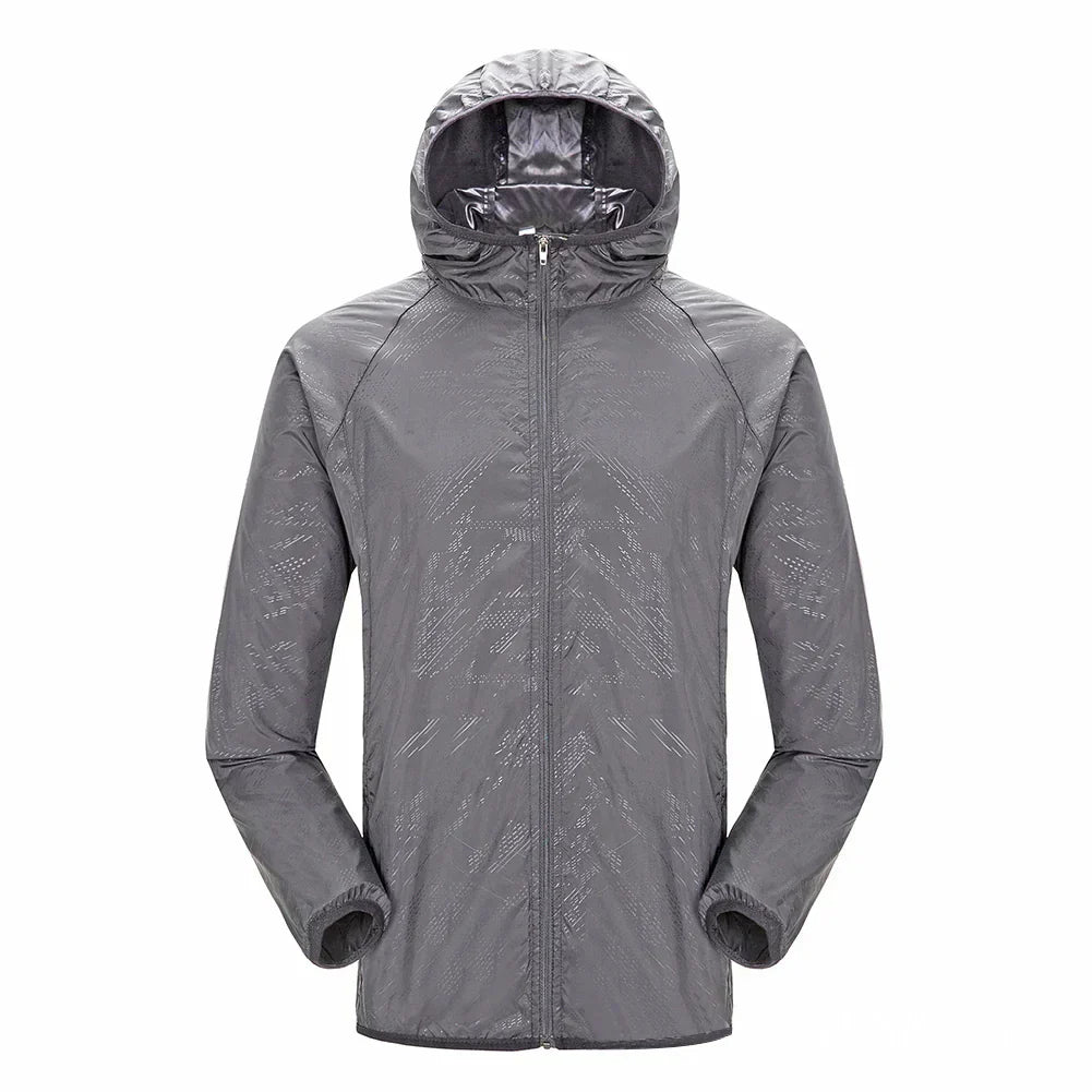 Men's waterproof hooded trench coat relaxed fit zipper front outerwear classic modern style