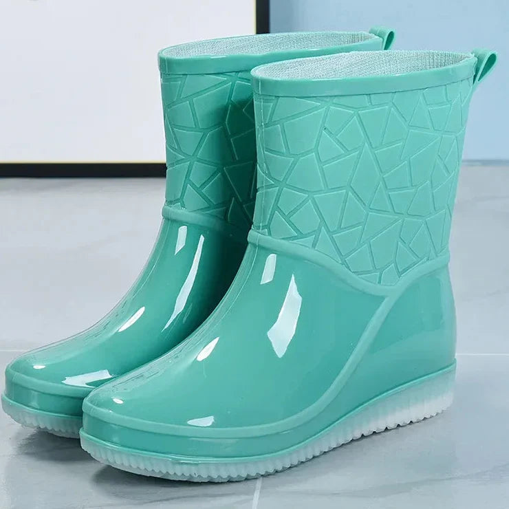 Women's waterproof winter rain boots in classic style with durable sole for wet weather protection