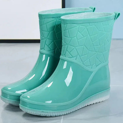 Women's waterproof winter rain boots in classic style with durable sole for wet weather protection