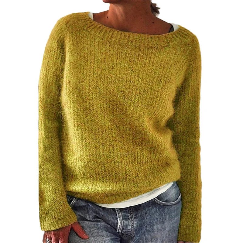 Women's cozy knit pullover sweater relaxed fit casual everyday soft breathable fabric