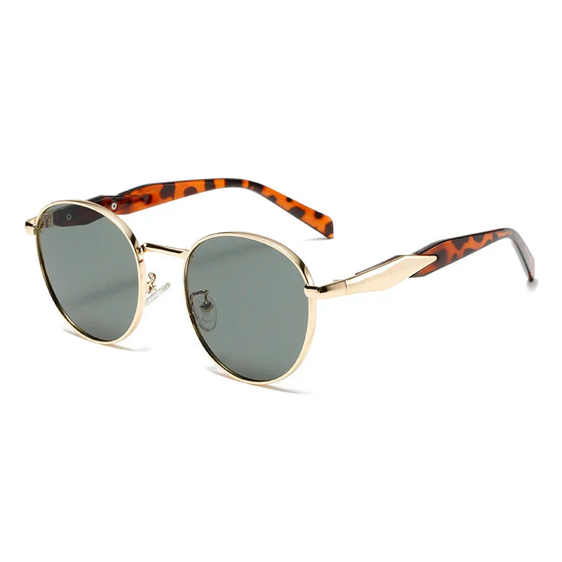 Retro round metal sunglasses UV400 slim frame adjustable nose pads unisex vintage fashion accessory