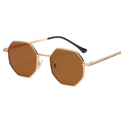 Amari vintage octagon sunglasses gold-plated single bridge frame UV400 unisex retro 70s style