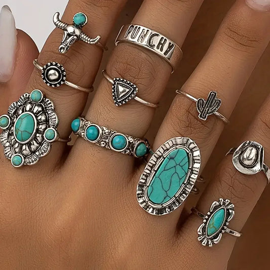 Dakota™ | 10-Piece Western Ring Set - WAVLYNN