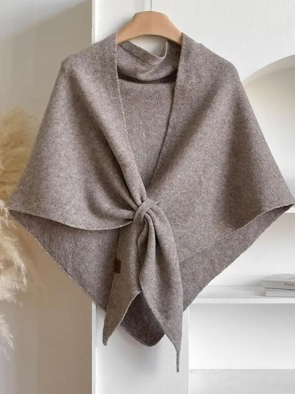 Soft solid-color plush knit winter shawl wrap with cozy texture for effortless everyday chic