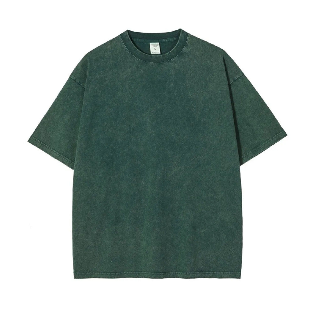 Vintage washed distressed oversized cotton tee drop shoulder loose fit short sleeve casual shirt