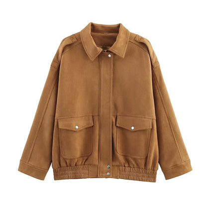 Wavlynn Claire women's relaxed fit casual jacket for everyday city chic style with flap pockets