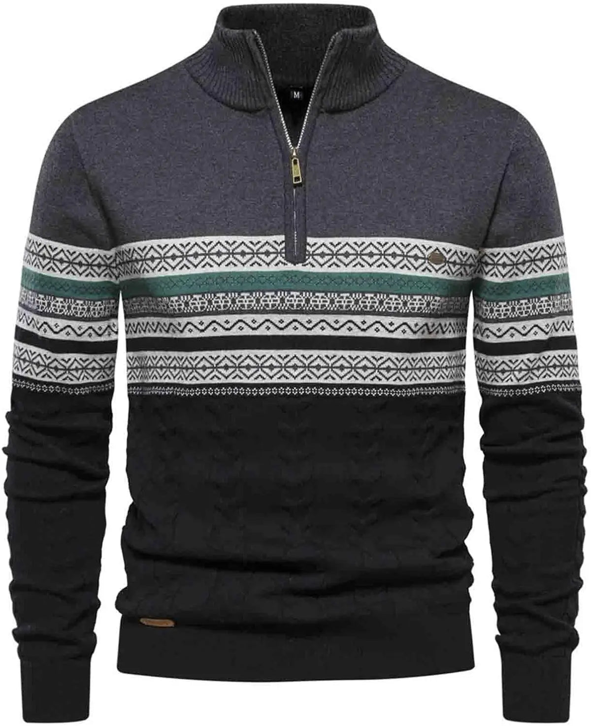 Oliver quarter zip knit pullover sweater with stand-up collar, classic fit for autumn winter layering