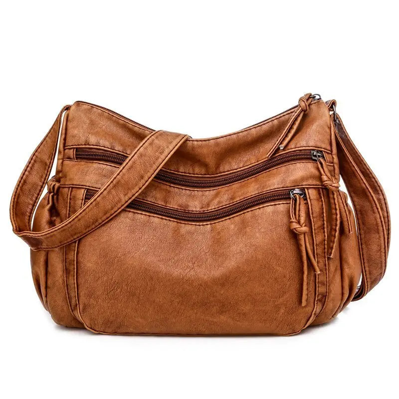 Wavlynn Harlow vegan leather crossbody shoulder bag, minimalist silhouette with multiple zip compartments