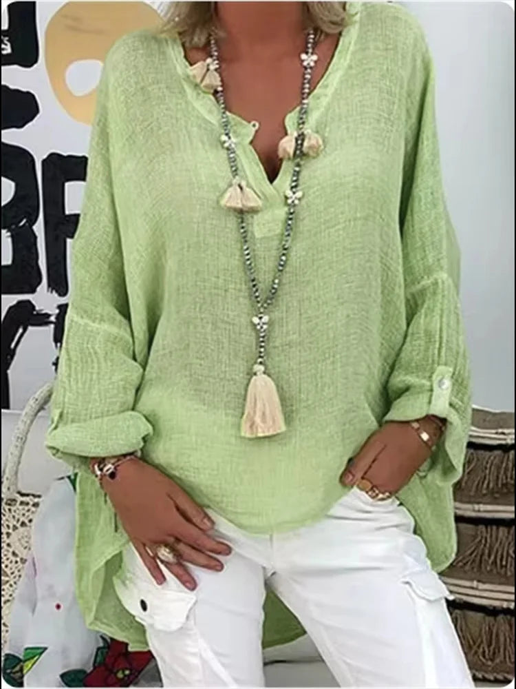 Lightweight oversized blouse in airy fabric, relaxed chic silhouette with effortless drape for women