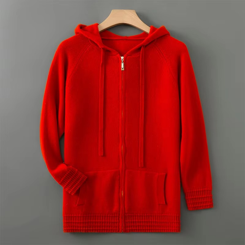 Men's merino wool hooded cardigan sweater jacket lightweight breathable refined casual fit sizes S-XXXL