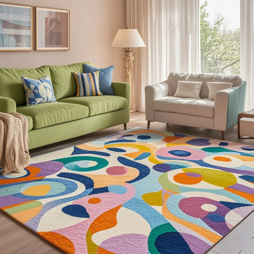 Carpet living room velvet sofa coffee table bedroom dopamine color live stream dirt-resistant floor mat can be hand washed