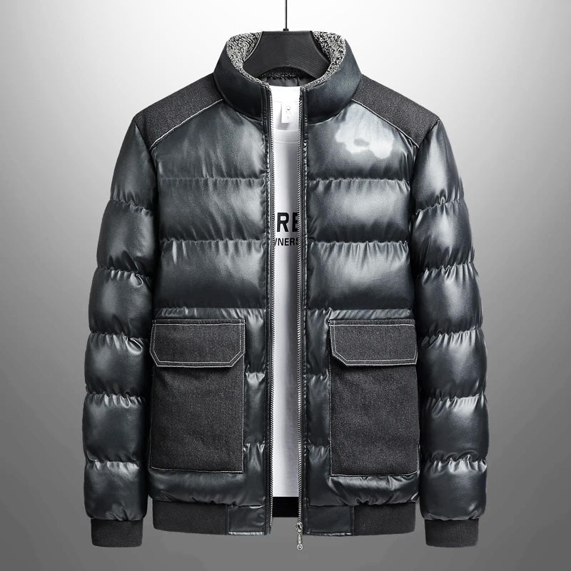 Orwyn navy blue duck down jacket, casual waterproof puffer coat with high-quality insulation fill