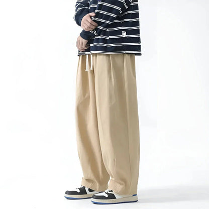 Wavlynn oversized pleated casual pants light breathable polyester blend with adjustable drawstring waist