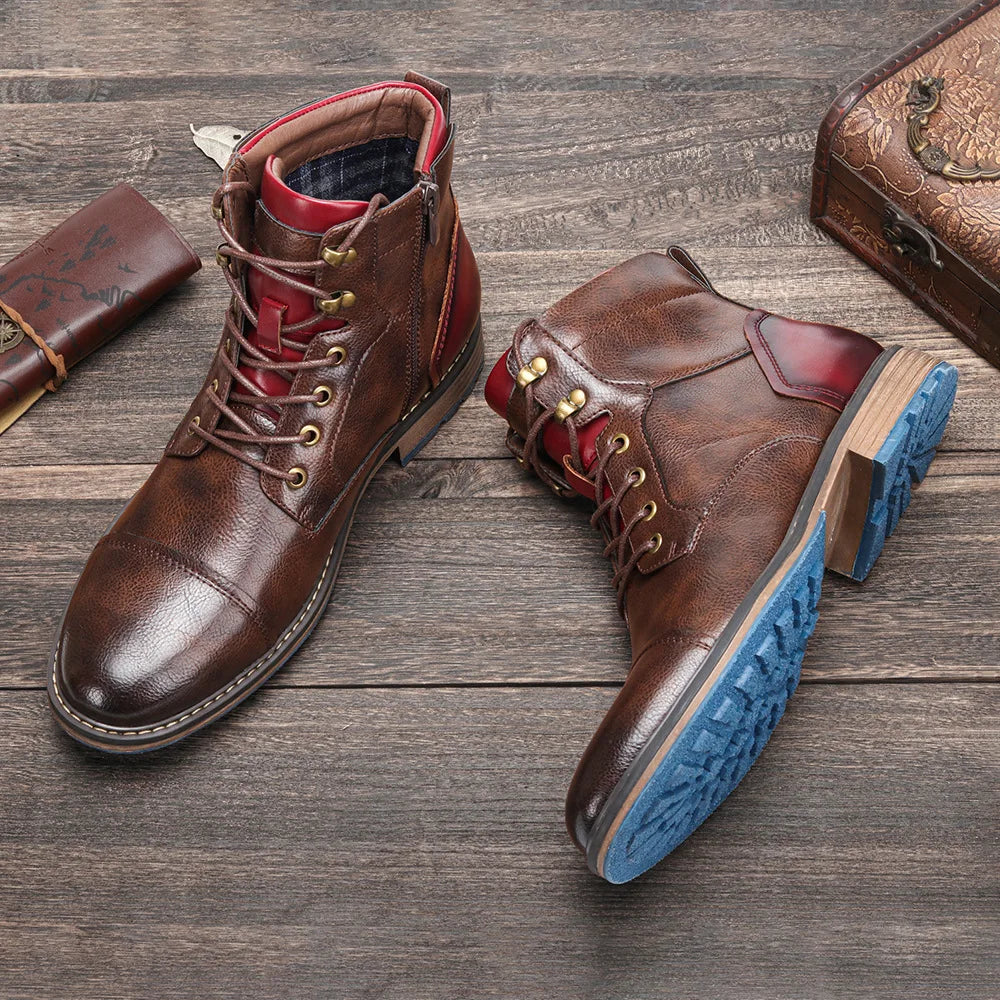 Men's Wavlynn Garrison cap toe boot weather-resistant upper blue rubber traction outsole rugged style