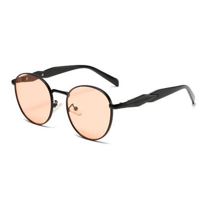 Retro round metal sunglasses UV400 unisex slim frame vintage-inspired adjustable nose pads fashion accessory