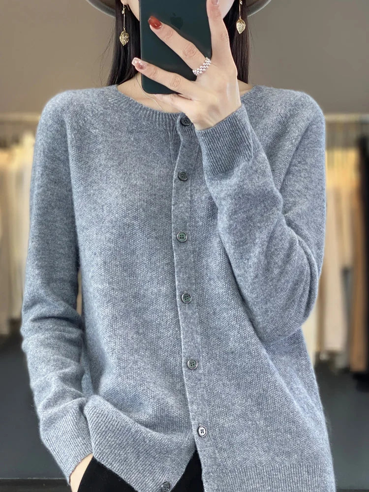 Vera™ buttoned cardigan elegant relaxed fit with refined button details versatile layering essential