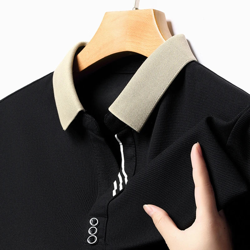 Belgravia stretch polo shirt in classic fit with ribbed collar and cuffs for golf and casual wear