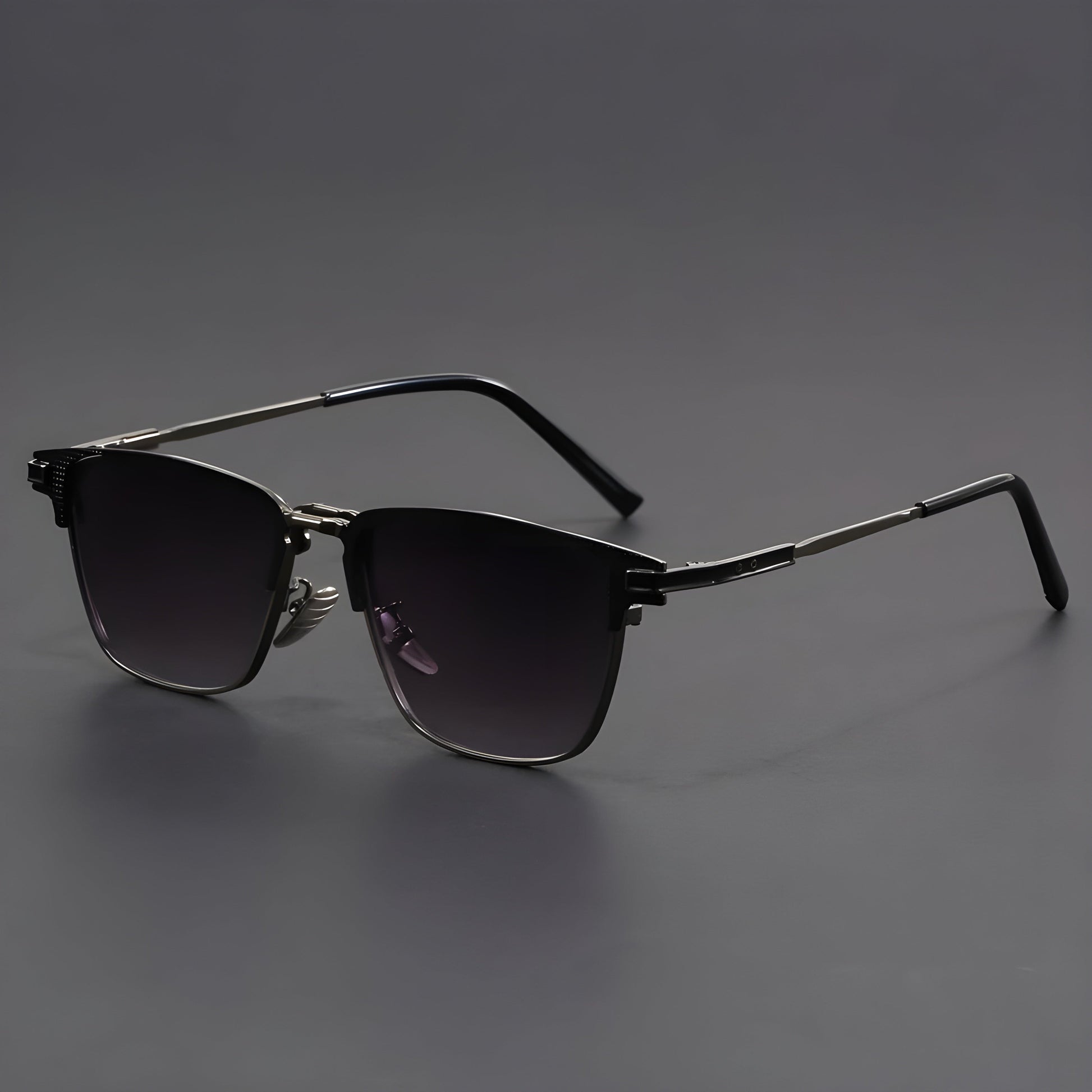 Montes gold titanium half-frame square sunglasses with polarized photochromic lenses and black accents