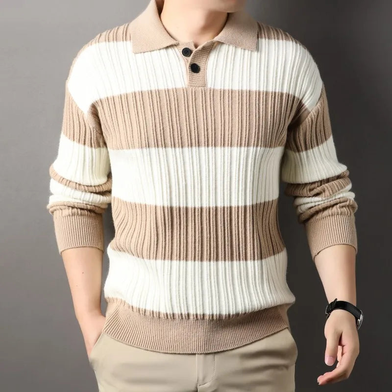 Loxley striped wool knit sweater in classic colors, perfect-fit blend for casual and formal wear