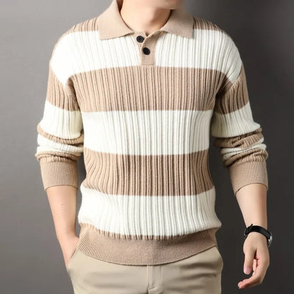 Loxley striped wool knit sweater in classic colors, perfect-fit blend for casual and formal wear