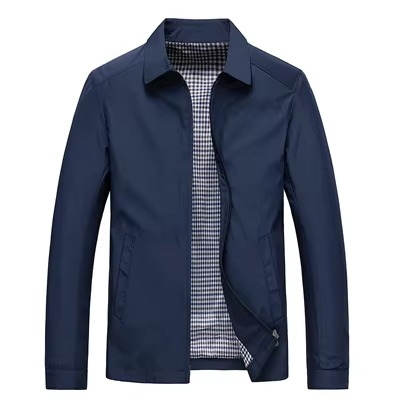 Men's lightweight olive windbreaker golf jacket with lapel collar, slim-fit spring layer for work and outdoor