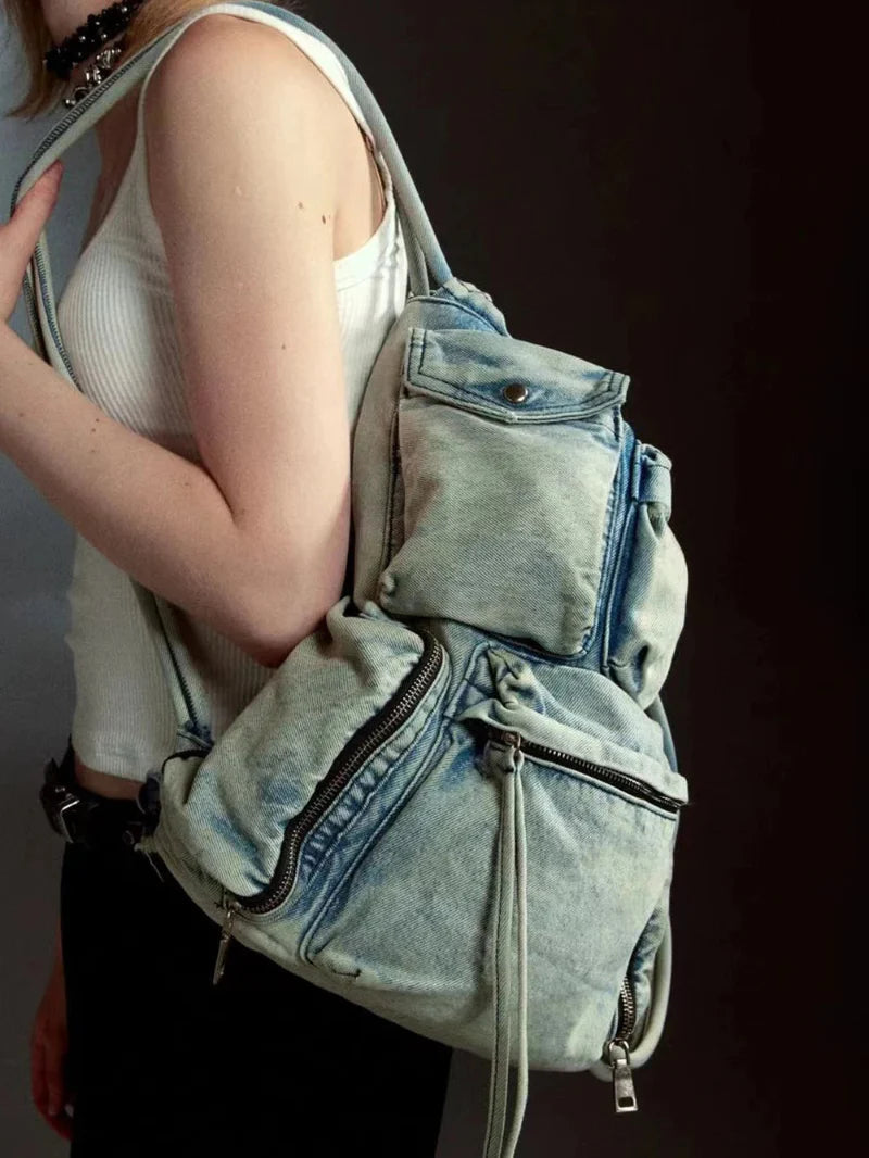 Emery Casual Denim Backpack - Wavlynn