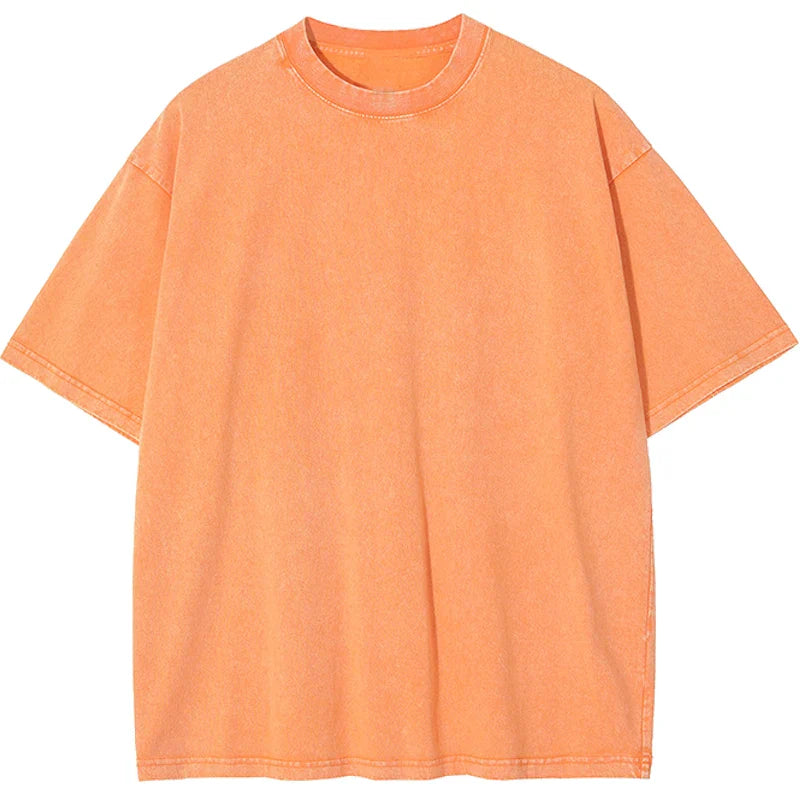 Bravon retro oversized boxy heavyweight cotton tee in garment-dyed washed finish