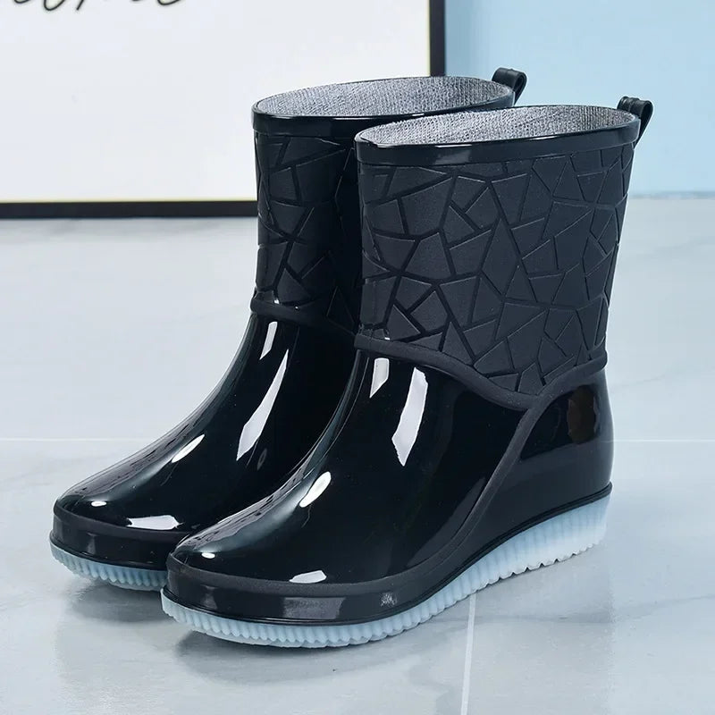 Women's waterproof winter rain boots in classic style with durable sole for wet weather protection