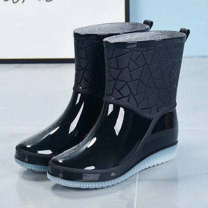 Women's waterproof winter rain boots in classic style with durable sole for wet weather protection
