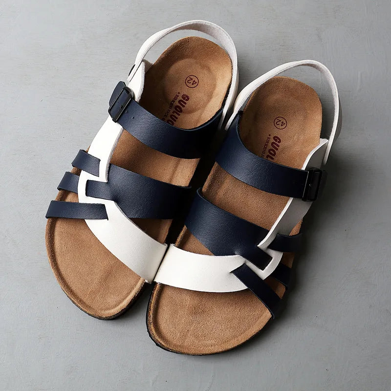 Samoa brown leather sandals with suede lining and cork-latex footbed for all-day comfort