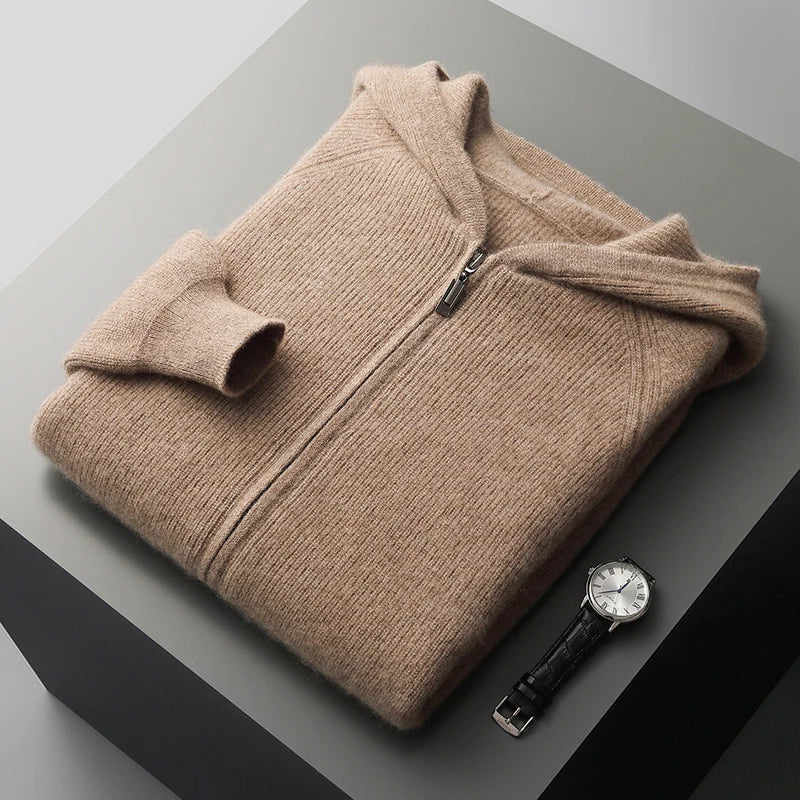 Jordan premium cotton zip-front hoodie cardigan in soft knit, unisex relaxed fit with hood