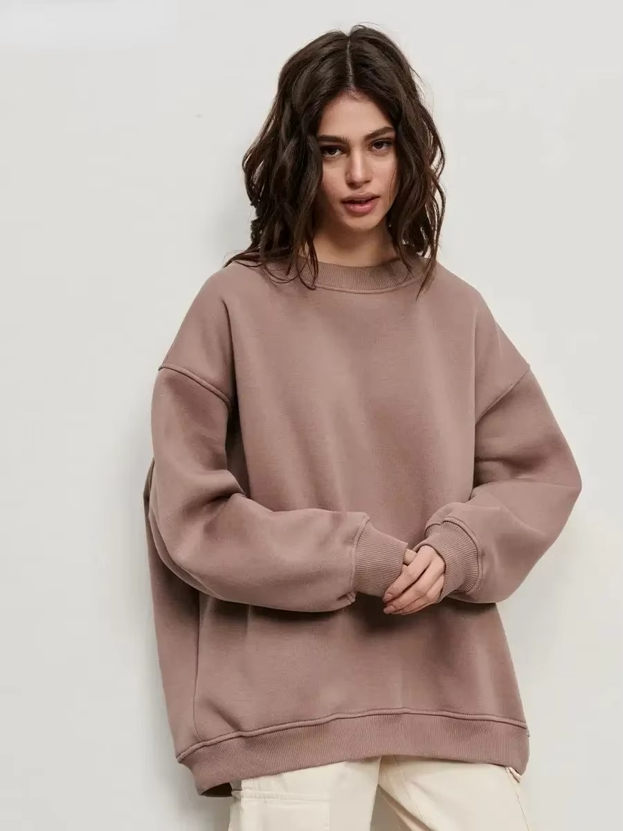 Women's oversized fleece pullover hoodie cozy warm loose fit sweatshirt with plush interior