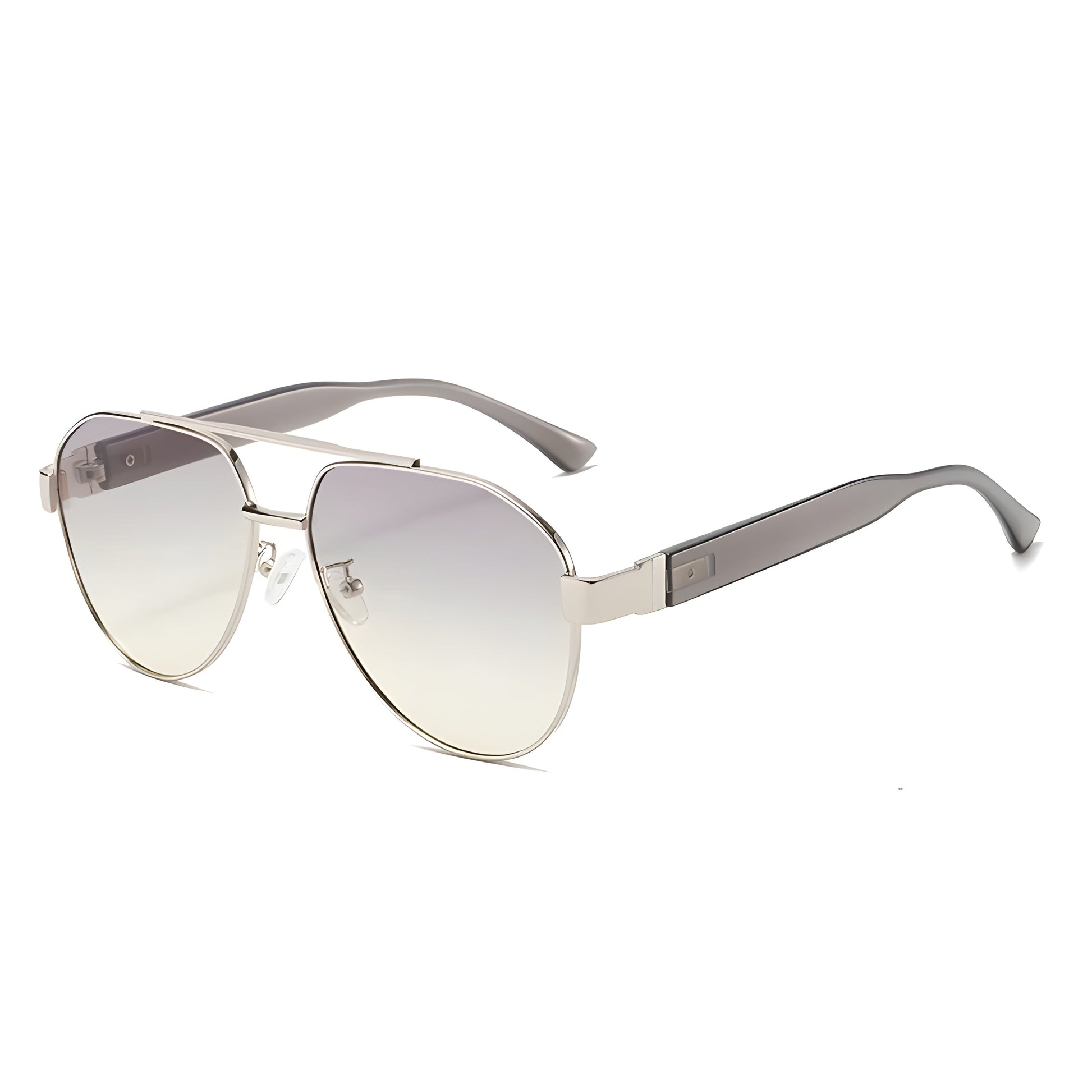 Gold-plated aviator sunglasses with gradient tinted teardrop lenses and double-bridge frame