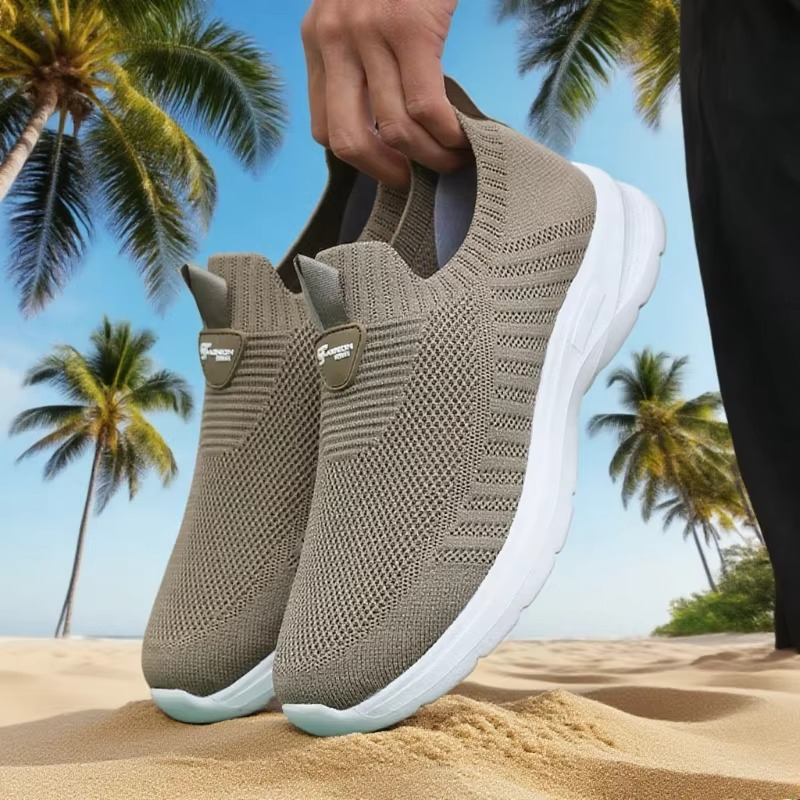 Men's lightweight breathable mesh running sneakers, flexible cushioned sole, casual athletic streetwear style
