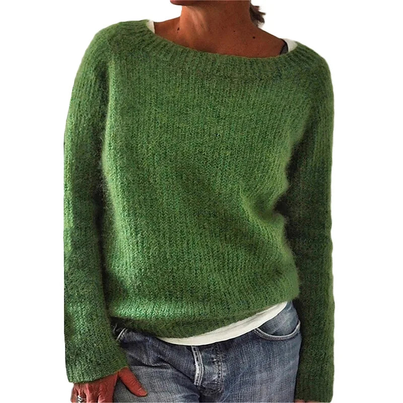 Women's cozy knit pullover sweater relaxed fit soft breathable fabric casual everyday style