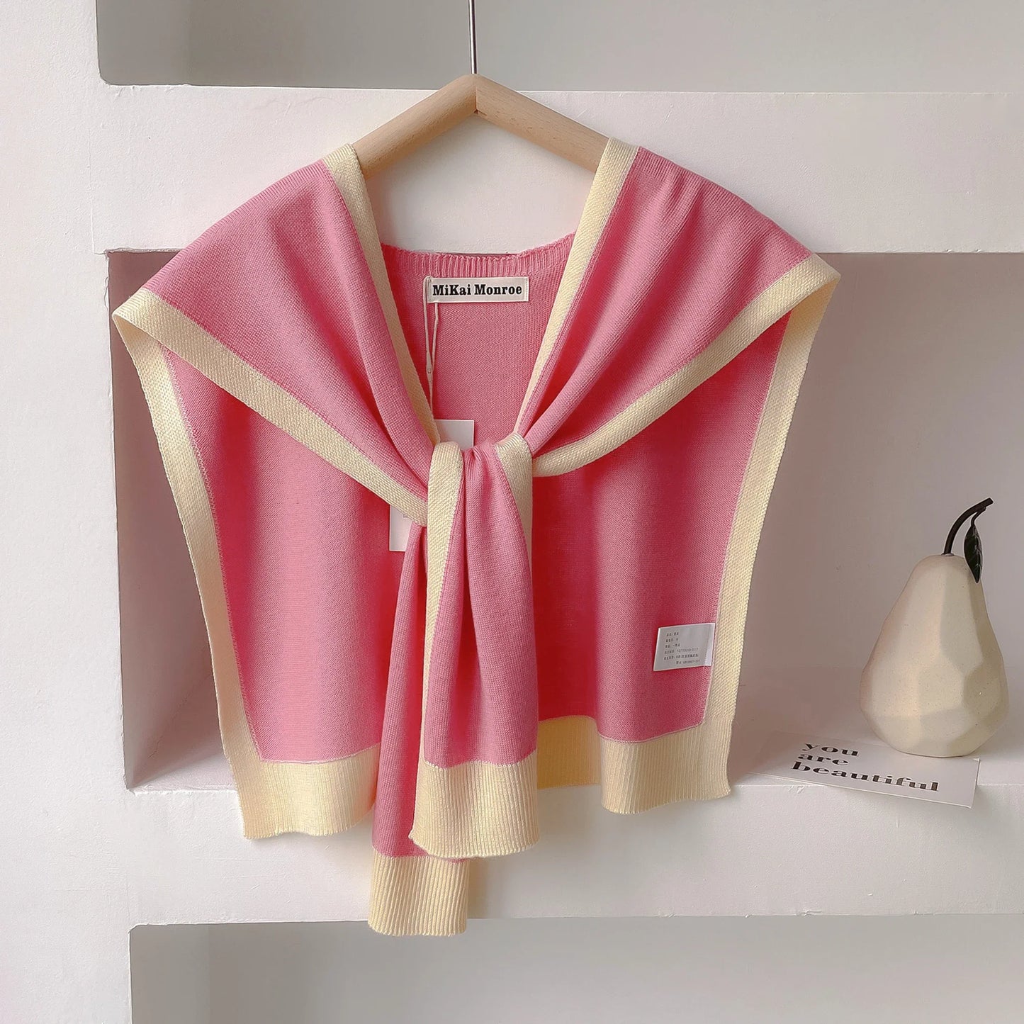 Wavlynn Emma Striped Knit Shoulder Shawl - Lightweight Versatile Wrap for Spring and Autumn