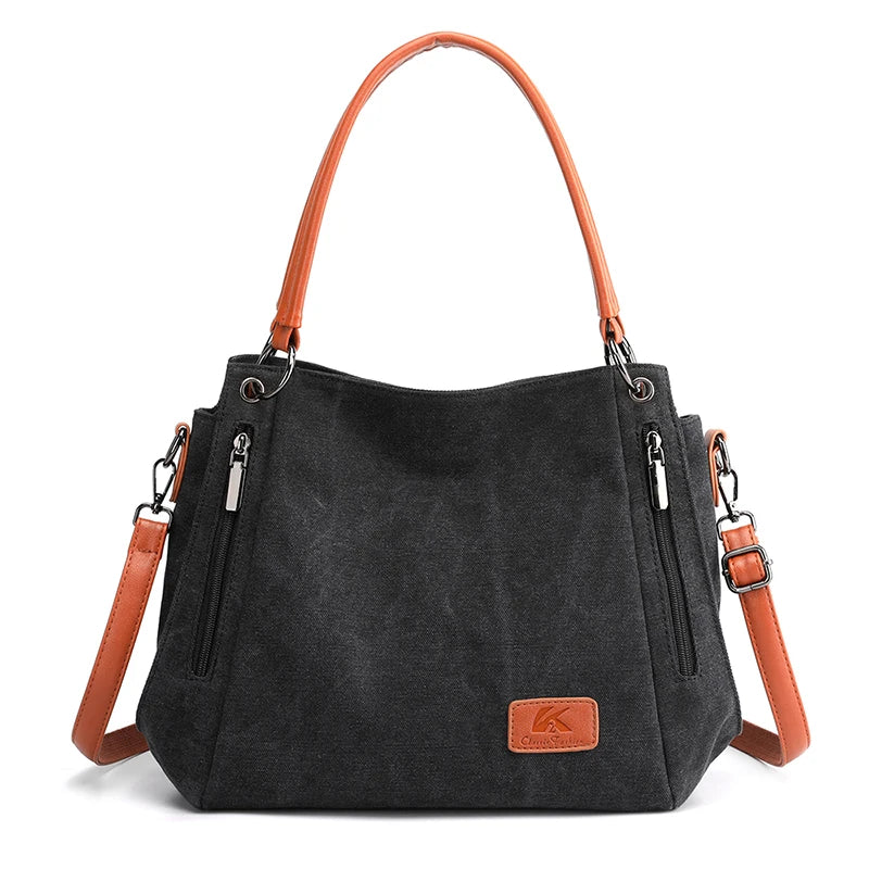 TrendAura Veyora Luxe canvas tote bag minimalist style spacious interior with secure zipper closure