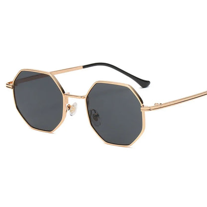 Amari vintage octagon sunglasses with gold-plated single bridge frame, UV400 unisex retro eyewear