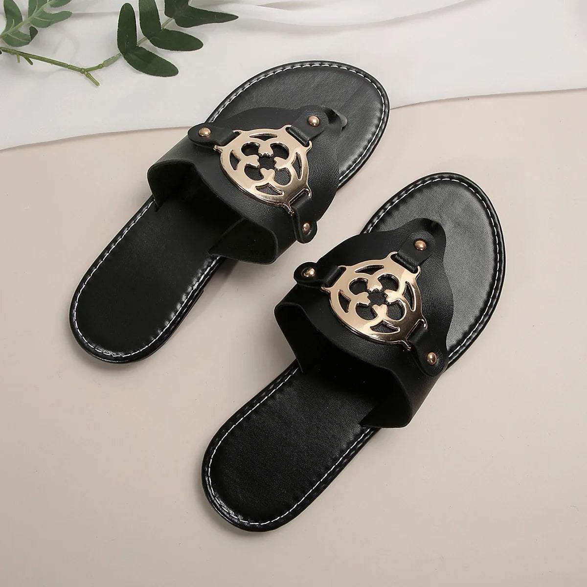 Women's Madison Ave open-toe flat sandals in neutral tones, minimalist silhouette for effortless summer style