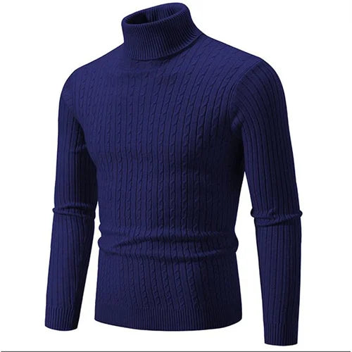 Classic ribbed turtleneck sweater tailored fit soft breathable knit versatile layering style