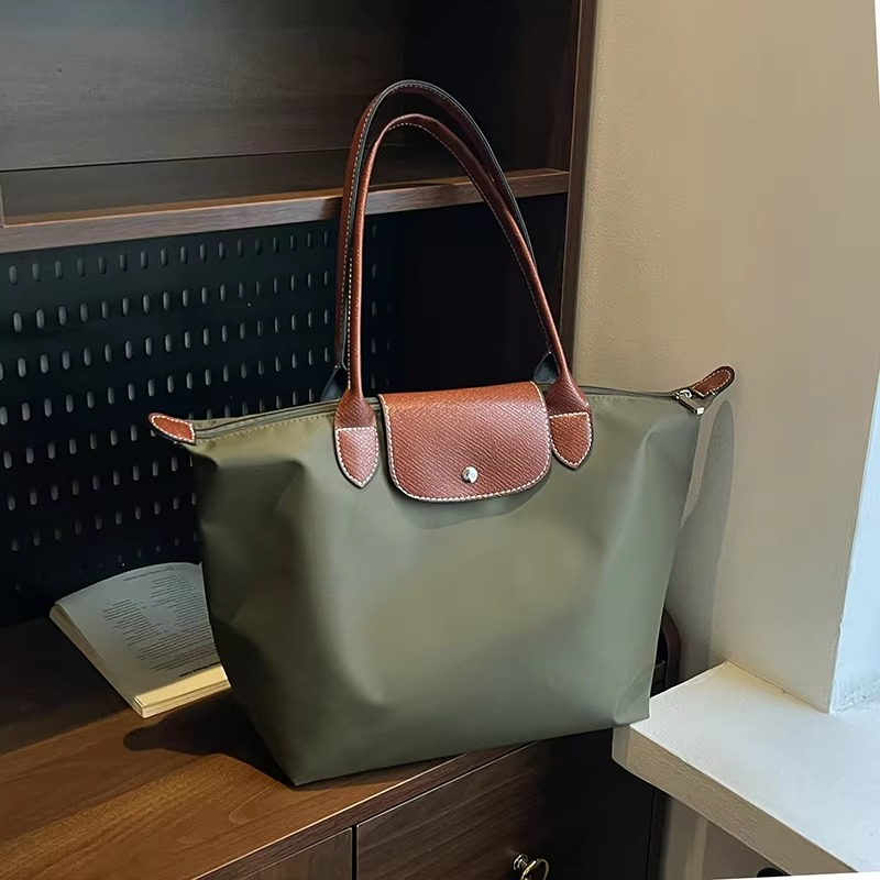 Wavlynn minimalist nylon shoulder tote bag for women, large capacity with reinforced strap
