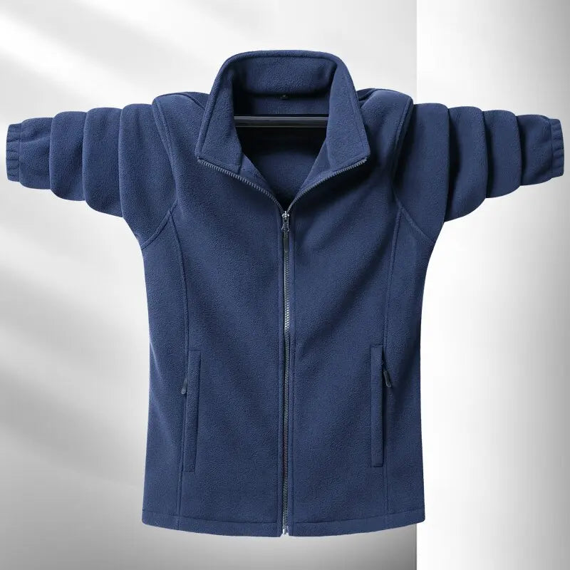 Men's gray premium fleece jacket tailored slim fit with clean minimalist street-ready silhouette