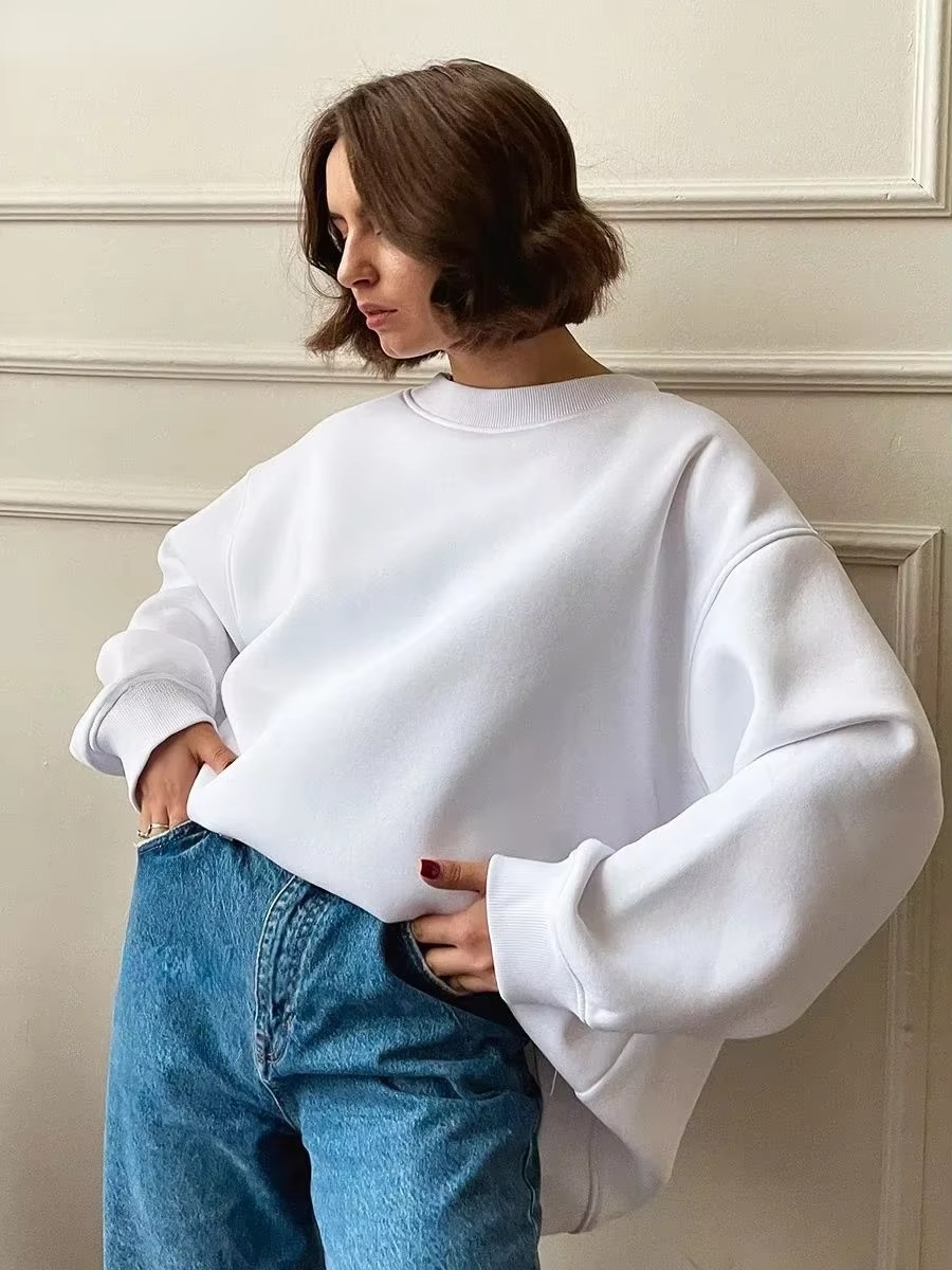 Women's oversized fleece pullover hoodie cozy warm loose fit sweatshirt with plush interior