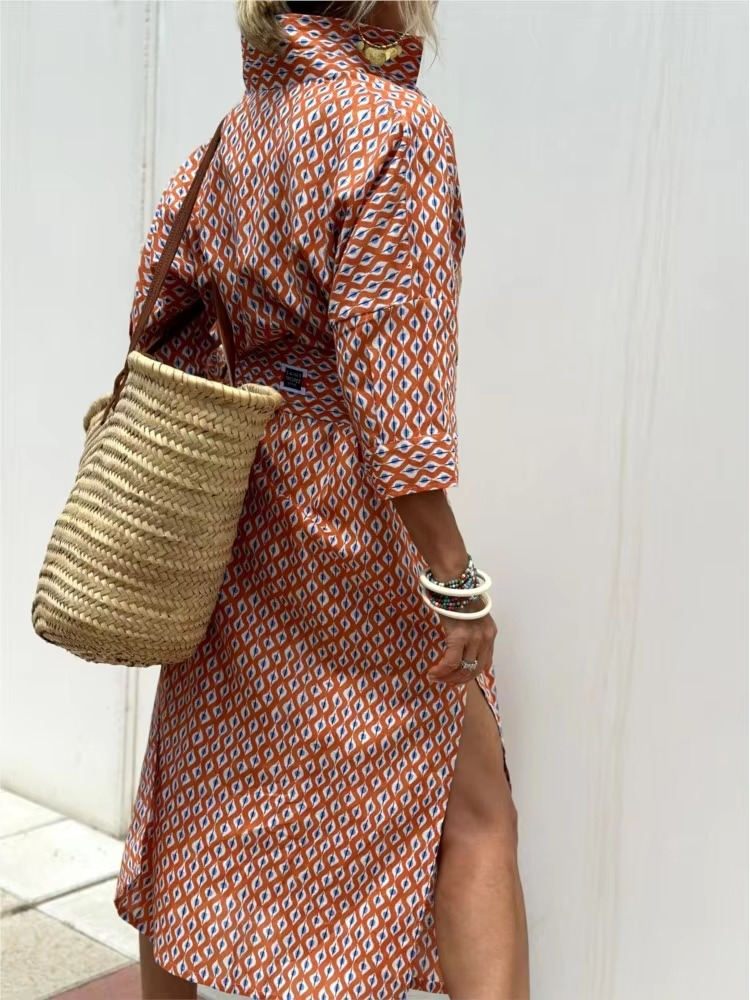 Women's striped long sleeve shirt dress relaxed loose-fit silhouette day-to-night elegance