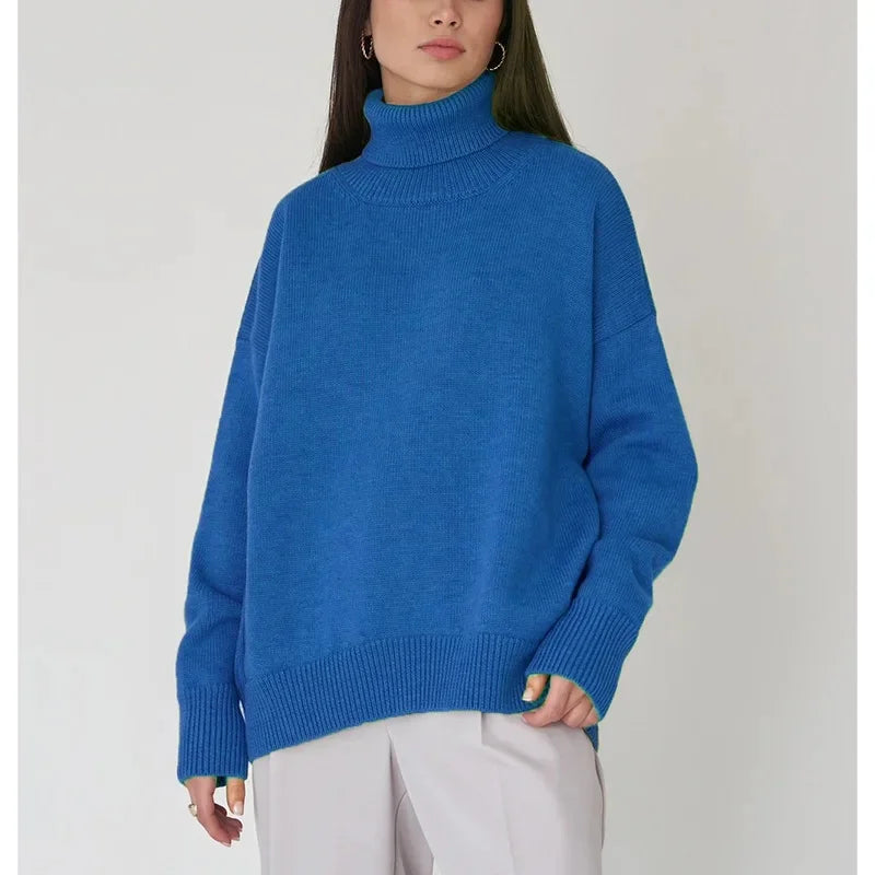 Arya oversized turtleneck sweater soft knit blend with ribbed details for cozy fall winter style