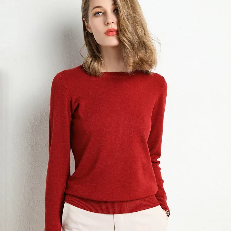 Mileena Dream slim-fit wool blend sweater in ribbed knit with O-neckline