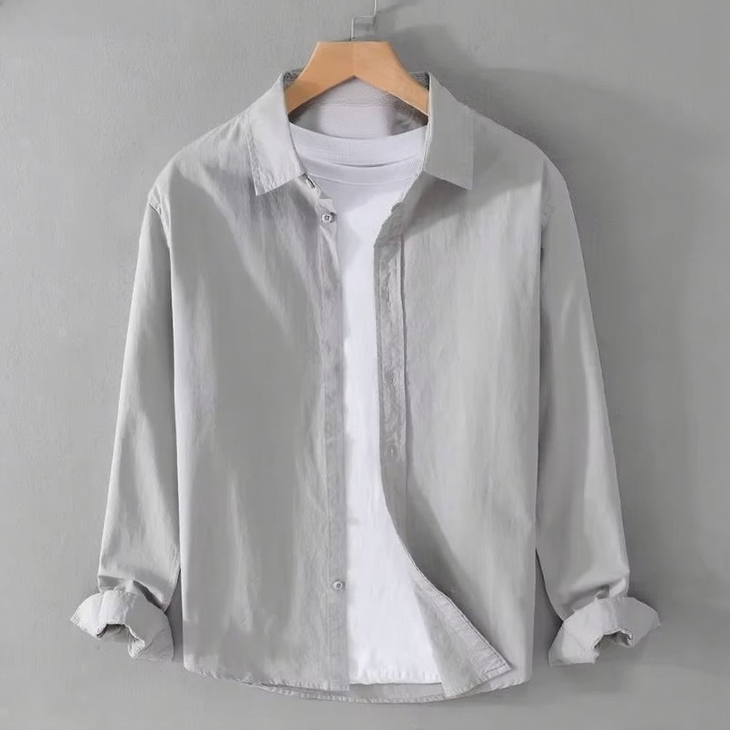 Men's lightweight cotton linen long sleeve casual shirt relaxed fit breathable everyday comfort